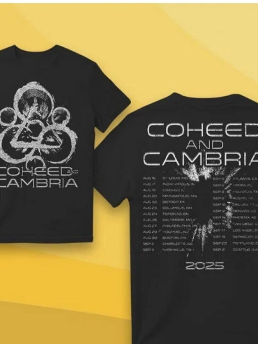 Coheed And Cambria Stone Keywork Fall Tour 2025 Double Sided T-Shirt
